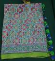 Green and Blue Ajrakh Print Cotton Saree thumb 2