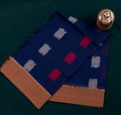 Navy Blue Pure Cotton Saree by Mithran Silk
