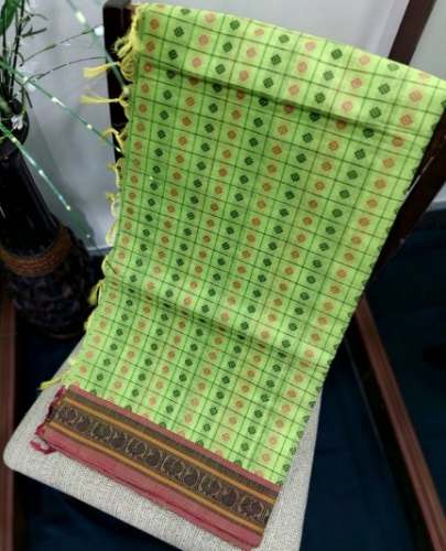 Pista Green Pure Cotton Saree  by Mithran Silks