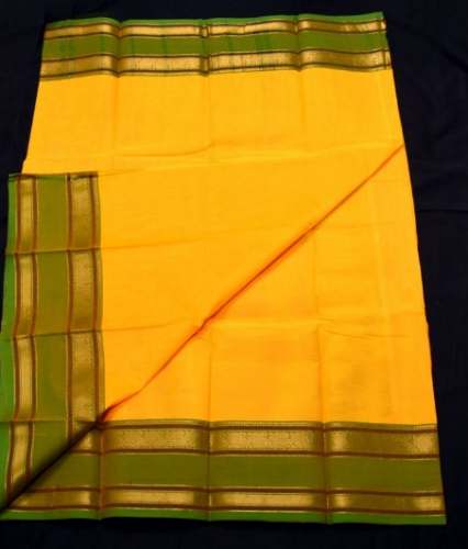 Plain Yellow Chettinad Cotton Saree  by Mithran Silks