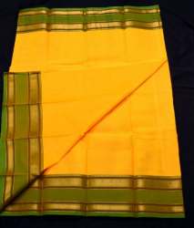 Plain Yellow Chettinad Cotton Saree 