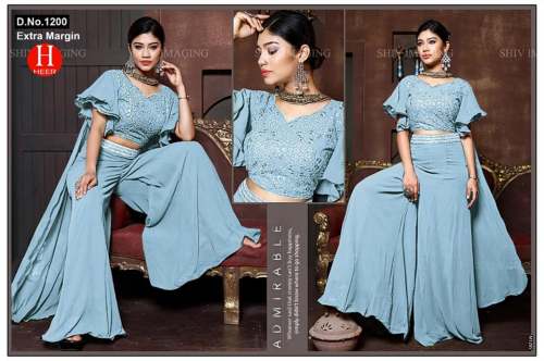 Sky Grey Designer Indo Western Dress  by Shivkripa Creation