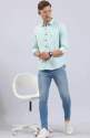 Men Green Stripe Shirt