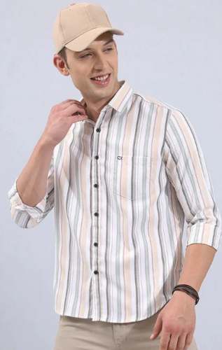 Orange and Green Stripe Shirt for men  by Kreddy Brands India Pvt Ltd