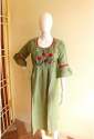 Sea Foam Green Cotton Embroidery Kurti 