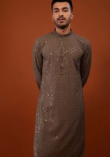 Mens Embroidery Lucknowi Kurta Set