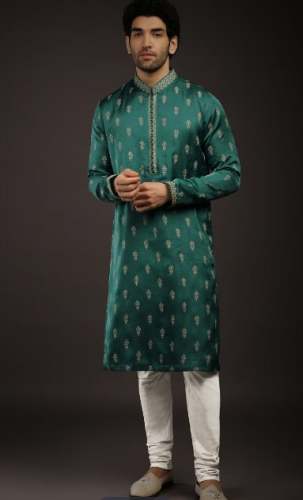Mens Satin Silk Printed Kurta
