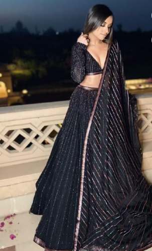 Black Designer Georgette Lehenga Choli