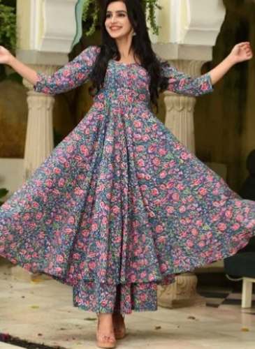Fancy Digital Printed Anarkali Kurti With Pant Set by KRISHI FAB