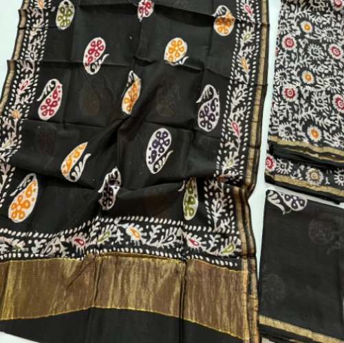 Beautiful Hand Batik Chanderi Dress Material 