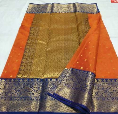 Elegant Orange Chanderi Silk saree 