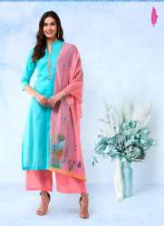 Pannkh Blue color Ankle LengthCotton Embroidered Kurtis