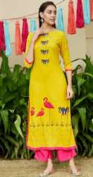 Pannkh collation Ladies Straight cotton Rayon Kurtis