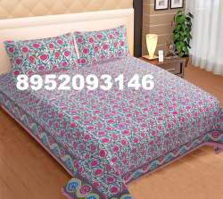 DOUBLEBED HANDBLOCK BEDSHEET  INDIGO PRINTED