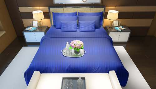 Sateen strip Home Décor Bed Sheet , Pillow Covers 