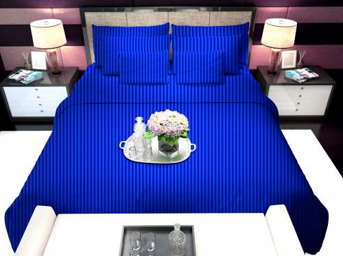 Sateen strip Home Décor Bed Sheet WITH PILLOE