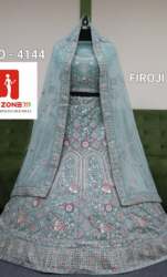 Firozi Velvet Embroidery Lehenga Choli