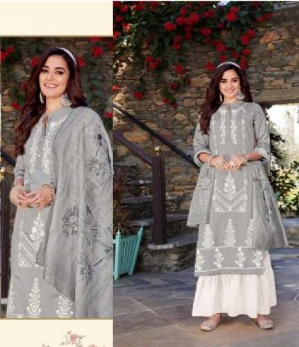 New Fancy Lucknowi Vol 2 Kurti Pant Dupatta Set by Shree Sawaliya Silk Mills