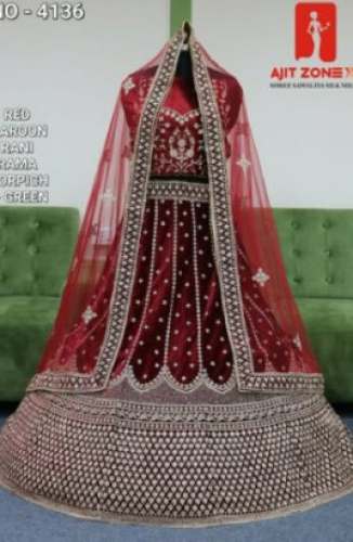 Velvet Embroidery Lehenga Choli  by Shree Sawaliya Silk Mills