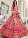Beautiful Peach Bridal Semi stitched Lehenga 