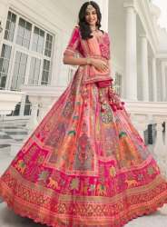 Beautiful Peach Bridal Semi stitched Lehenga 