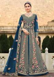 Dusty Blue Front Slit Heavy Work Gown 