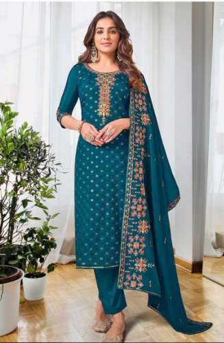 Fully Stitched Embroidered Chinon Suit 