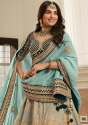 Teal Blue Semi Stitched Wedding lehenga  thumb 2