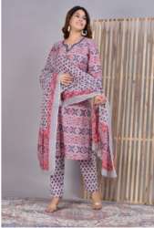 Sanvi Creation Designer Kurti Pant Chanderi Dupatta Set