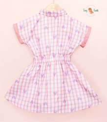 Baby Pink Kids Girls Knee Length Frock 