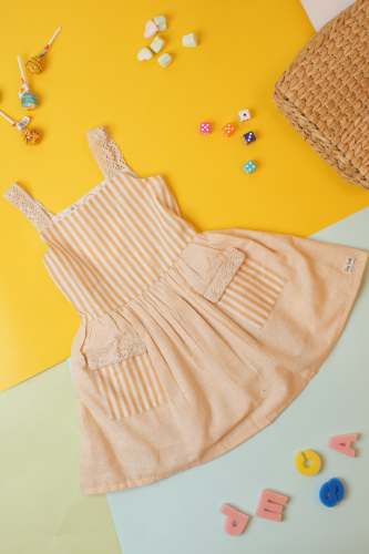 MANGO STRIPED FROCK WITH CROCHET STRAPS