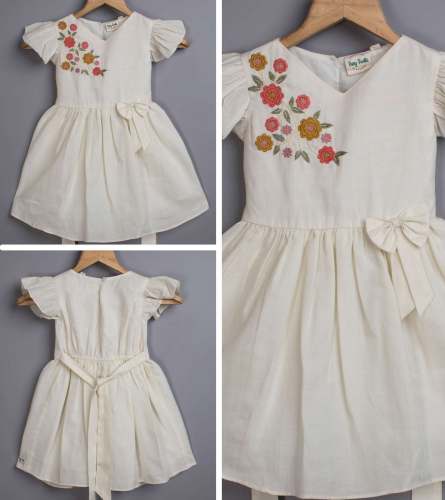 Flower Embroidered Kids Girls Frock by Avaamee Apparels International