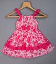 HOT PINK TROPICAL PRINT FIT & FLARED KIDS DRESS