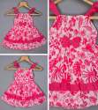 HOT PINK TROPICAL PRINT FIT & FLARED KIDS DRESS thumb 1