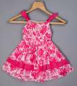 HOT PINK TROPICAL PRINT FIT & FLARED KIDS DRESS thumb 2