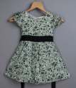 Pastel Green Floral Print Kids Frock 