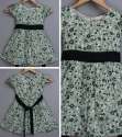 Pastel Green Floral Print Kids Frock  thumb 1