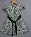Pastel Green Floral Print Kids Frock  thumb 2