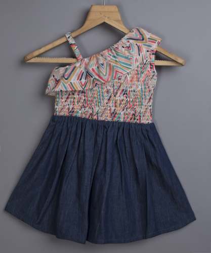 Stylish One Shoulder Girl Frock for 2-8 year Kids