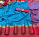 Designer Art Silk Small Zari  Chex Saree with Contrast Blouse thumb 3
