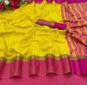 Designer Art Silk Small Zari  Chex Saree with Contrast Blouse thumb 4
