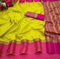 Designer Art Silk Small Zari  Chex Saree with Contrast Blouse thumb 6