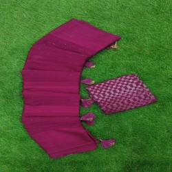 Georgette Self Design With Fur Strips Pattern 