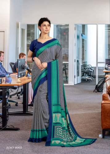 Italian Crepe Silk Uniform Saree 