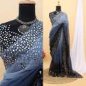 Soft Georgette Double Shaded Mirror work saree thumb 1