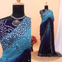 Soft Georgette Double Shaded Mirror work saree thumb 2
