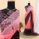 Soft Georgette Double Shaded Mirror work saree thumb 4