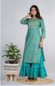 Rama Green color Ladies Cotton Kurti With Sharara suit thumb 2