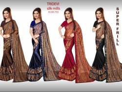 Party Wear Ruffle Saree For Women By Tridevi Silk Mills