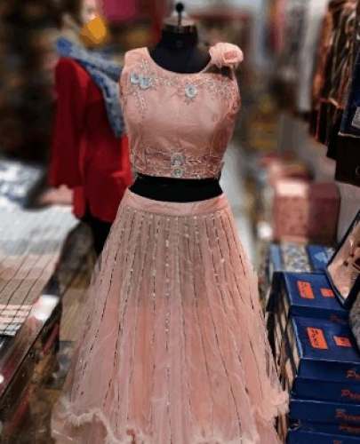 Pink Crop Top Lehenga For Women At Wholesale Rate at Rs.950 Piece in akbarpur offer by Karishma Ladies And Kids Collection